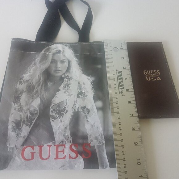 GUESS USA Vintage Suede Like Wallet Soft 7" X 3.5" Brown Unisex with Tote Lot - Picture 9 of 10